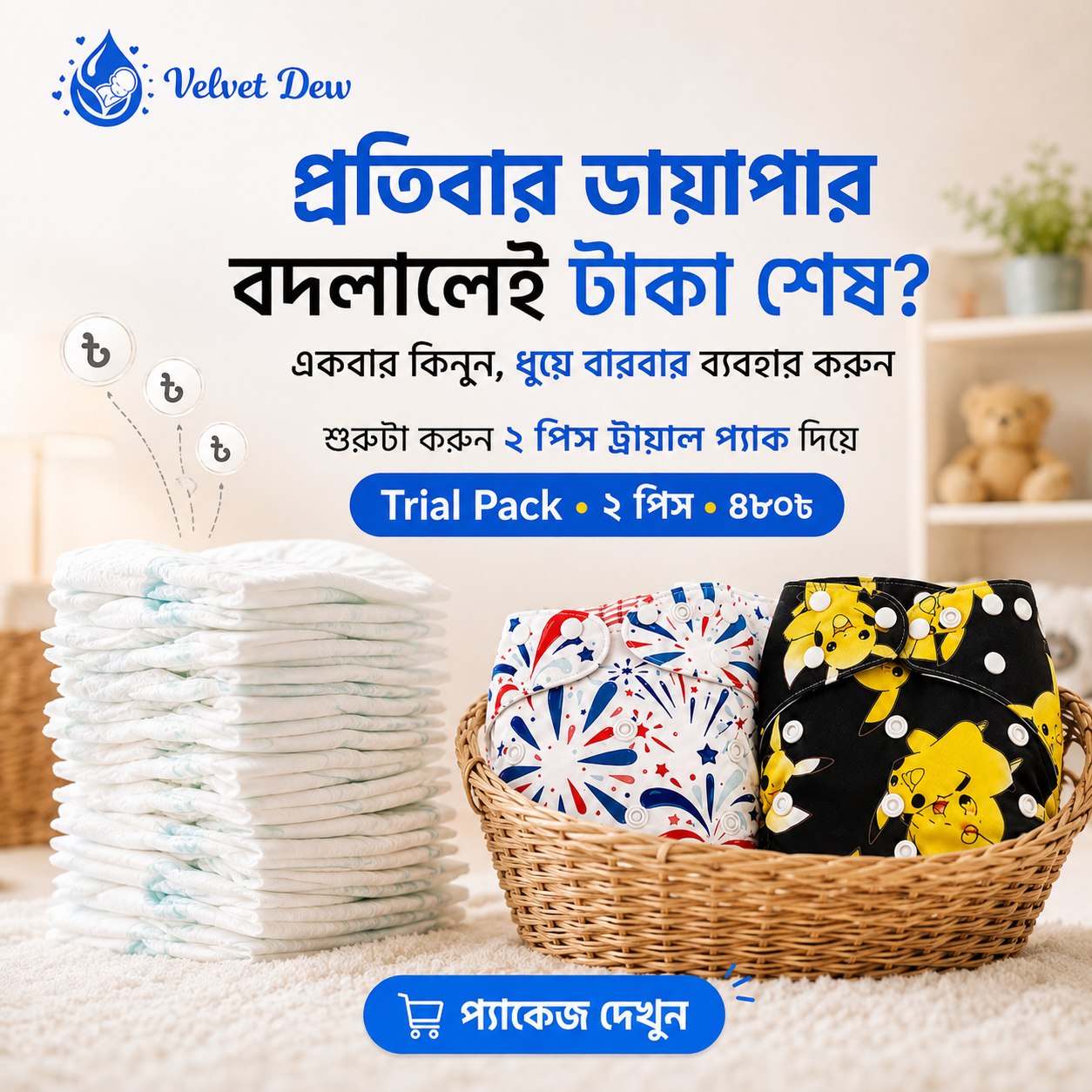 Velvet Dew reusable diaper savings
